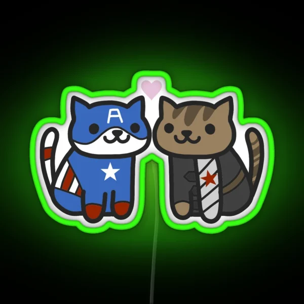 Cat Ain America And Bucky Yarns RGB Neon Sign