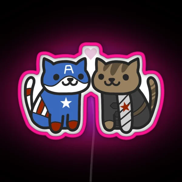 Cat Ain America And Bucky Yarns RGB Neon Sign