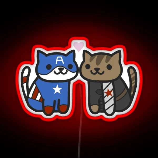 Cat Ain America And Bucky Yarns RGB Neon Sign
