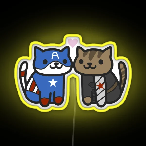 Cat Ain America And Bucky Yarns RGB Neon Sign