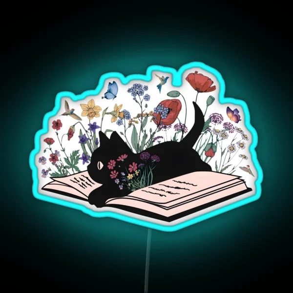 Cat And Books RGB Neon Sign