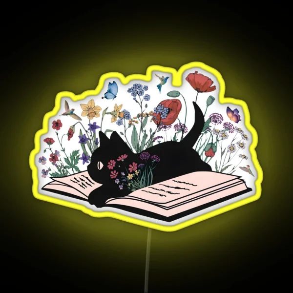 Cat And Books RGB Neon Sign