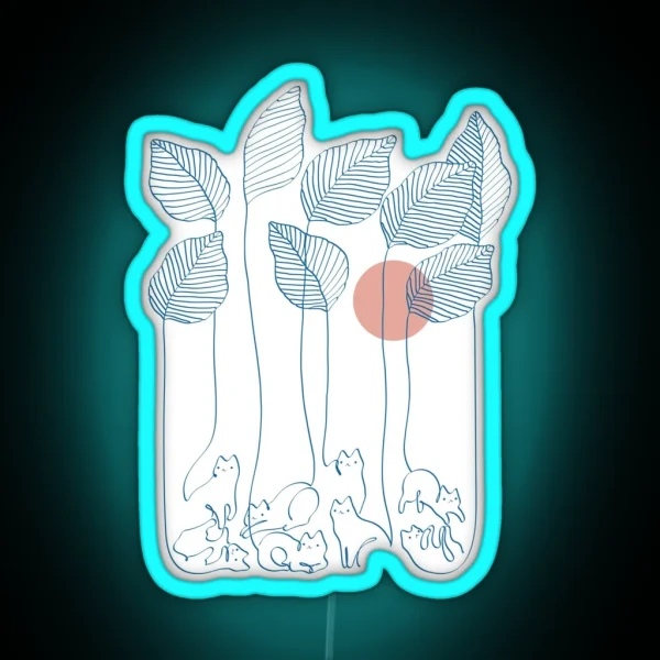 Cat And Plant 40 RGB Neon Sign
