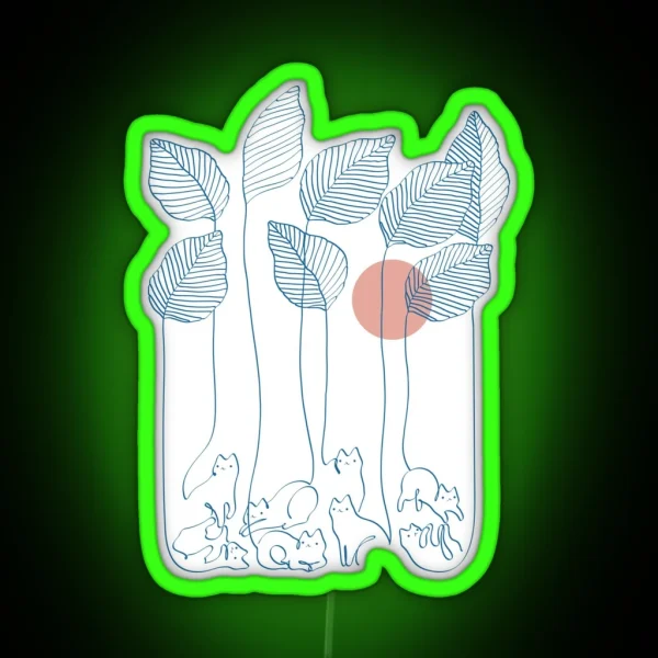 Cat And Plant 40 RGB Neon Sign