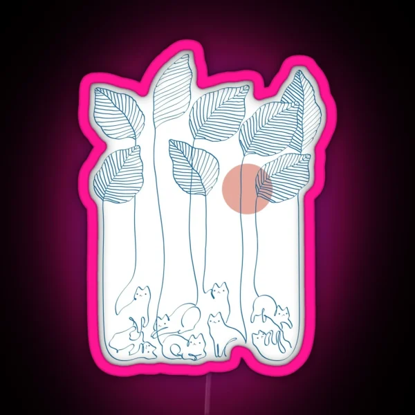 Cat And Plant 40 RGB Neon Sign