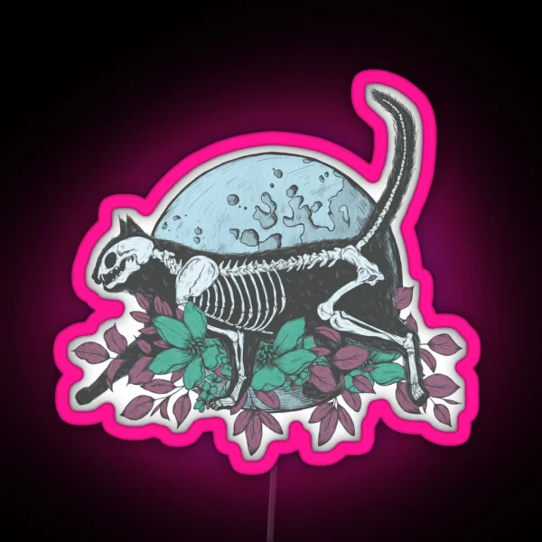 Cat And The Moon RGB Neon Sign