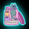Vibrant RGB Neon Sign Featuring Whimsical Cat Antidepressant Medicine Bottle Design