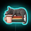 Cats, Coffee, and Literature Themed Neon Sign with Vibrant RGB Colors