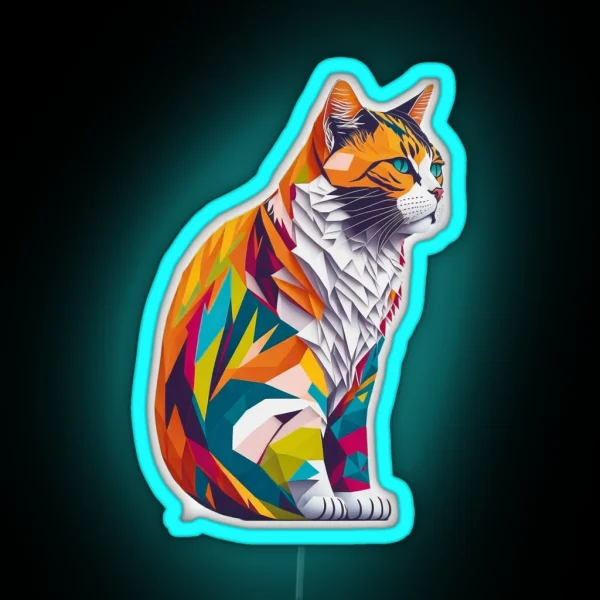 Cat Colorful Flat Design RGB Neon Sign