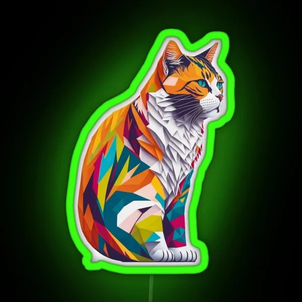 Cat Colorful Flat Design RGB Neon Sign