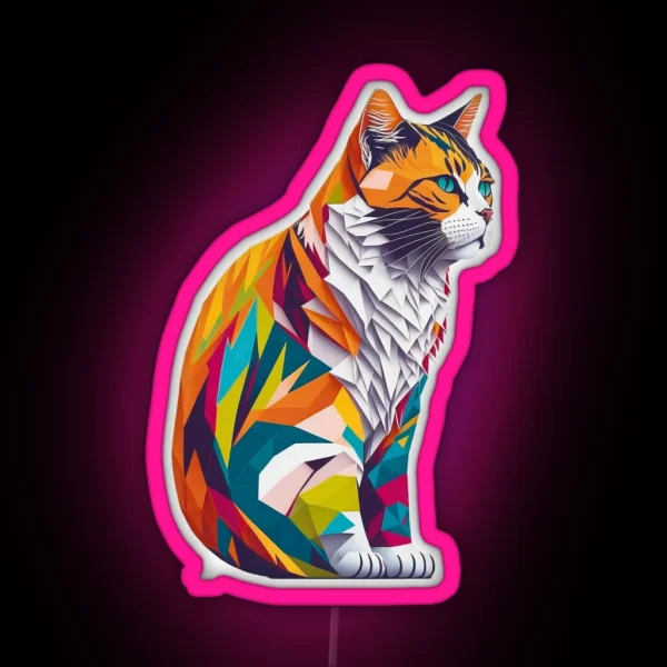 Cat Colorful Flat Design RGB Neon Sign