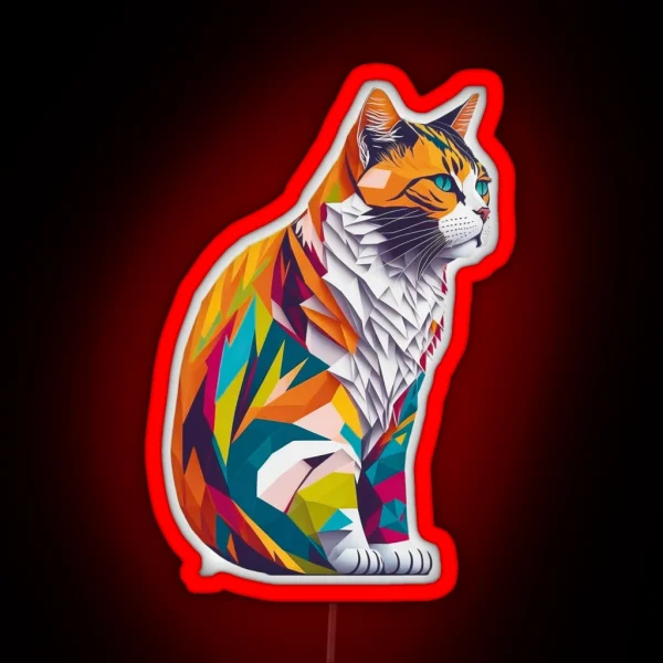 Cat Colorful Flat Design RGB Neon Sign