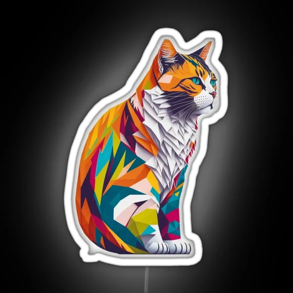 Cat Colorful Flat Design RGB Neon Sign