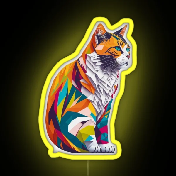 Cat Colorful Flat Design RGB Neon Sign