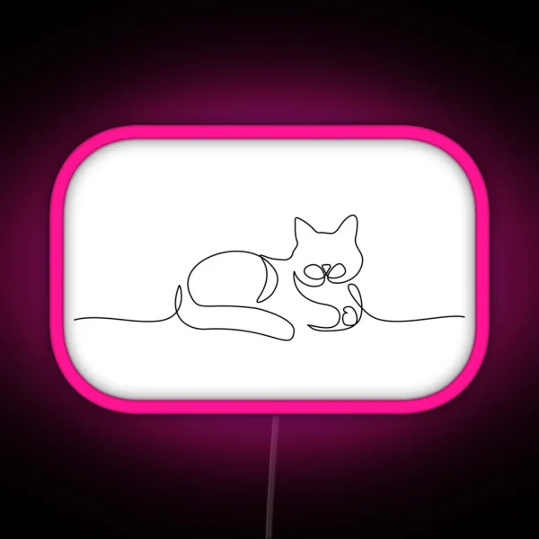 Cat Continuous Line Drawing RGB Neon Sign