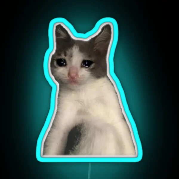 Cat Crying Meme RGB Neon Sign