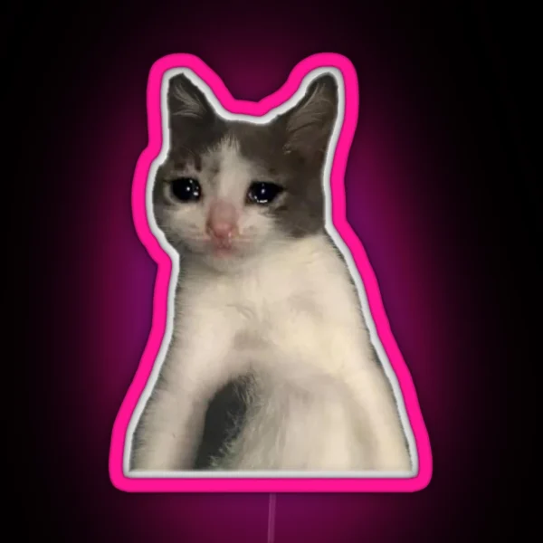 Cat Crying Meme RGB Neon Sign