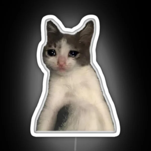Cat Crying Meme RGB Neon Sign