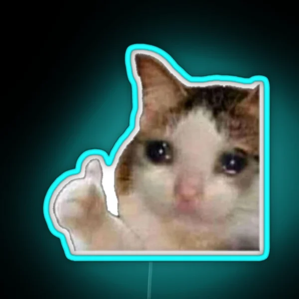 Cat Crying Meme RGB Neon Sign