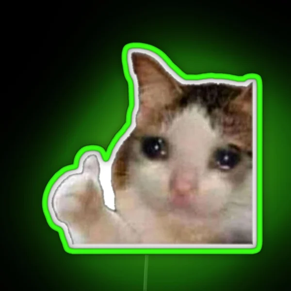 Cat Crying Meme RGB Neon Sign