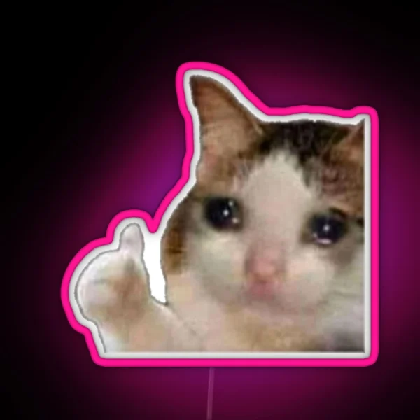 Cat Crying Meme RGB Neon Sign