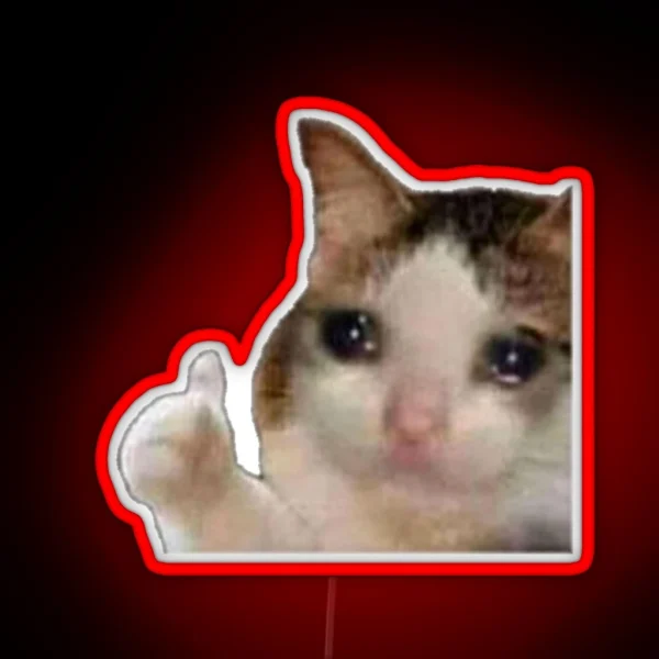 Cat Crying Meme RGB Neon Sign