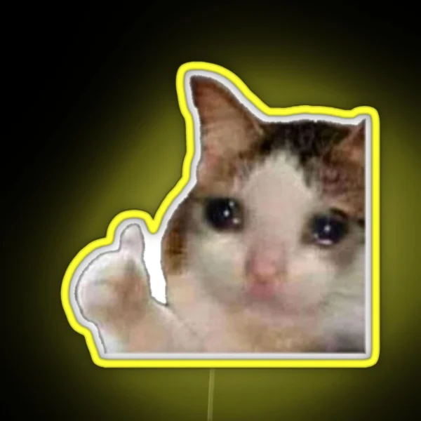 Cat Crying Meme RGB Neon Sign