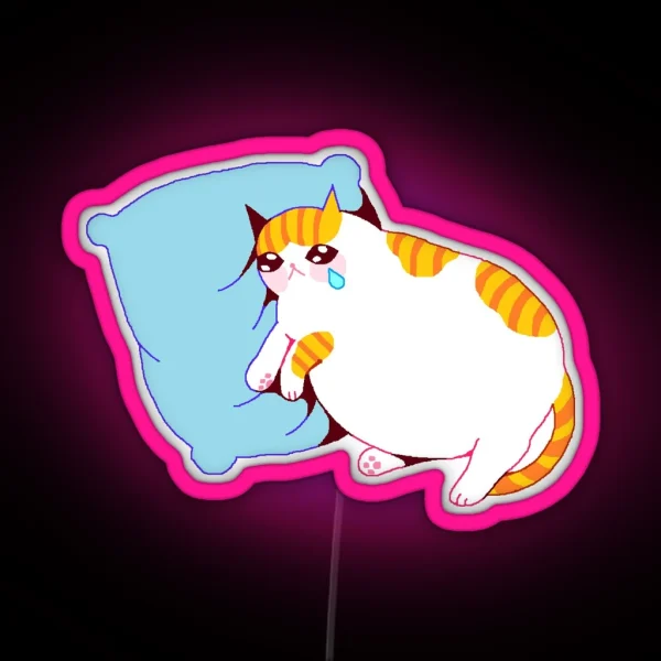 Cat Crying On Pillow RGB Neon Sign