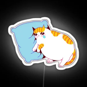 Cat Crying On Pillow RGB Neon Sign