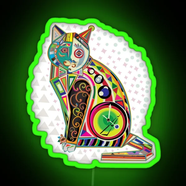 Cat Cutty Cat Cat Cubism Style Modern Art RGB Neon Sign