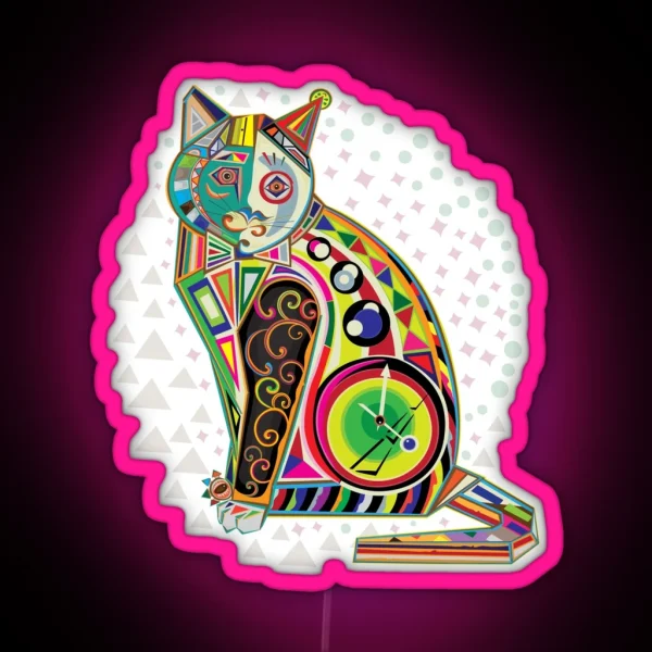 Cat Cutty Cat Cat Cubism Style Modern Art RGB Neon Sign