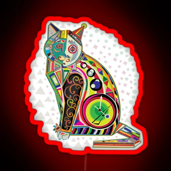 Cat Cutty Cat Cat Cubism Style Modern Art RGB Neon Sign