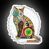 Whimsical Feline Cubist Neon Sign in Vibrant Rainbow RGB Lighting