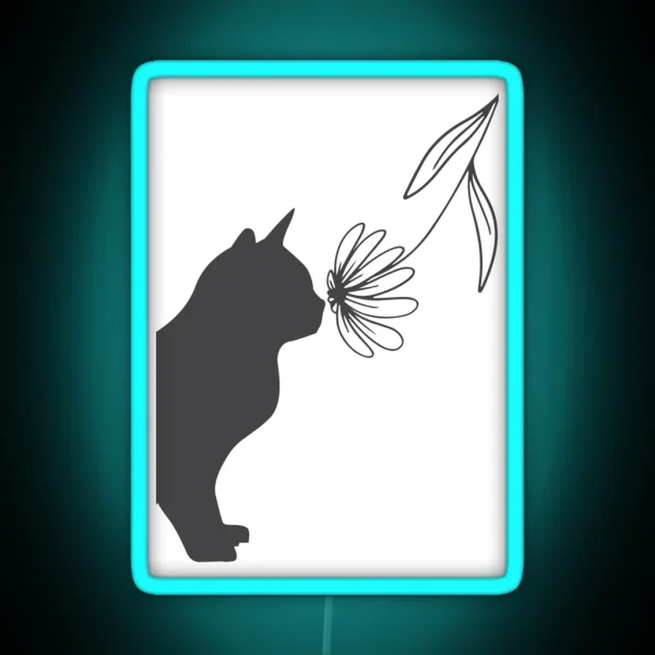 Cat Flower Design RGB Neon Sign