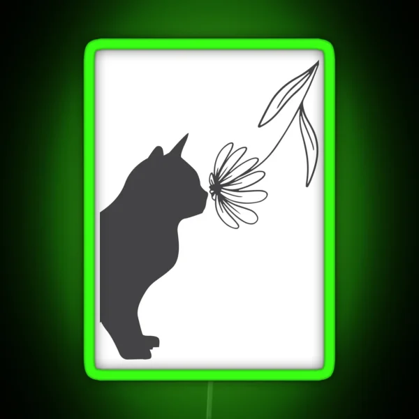 Cat Flower Design RGB Neon Sign