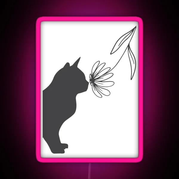 Cat Flower Design RGB Neon Sign