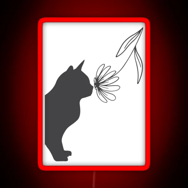 Cat Flower Design RGB Neon Sign
