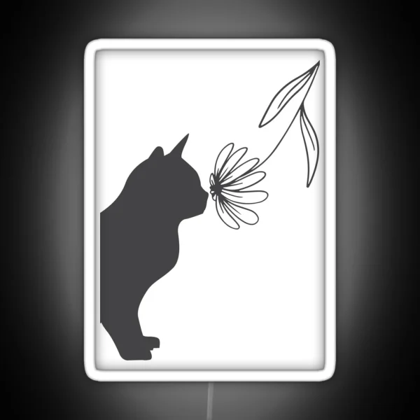 Cat Flower Design RGB Neon Sign