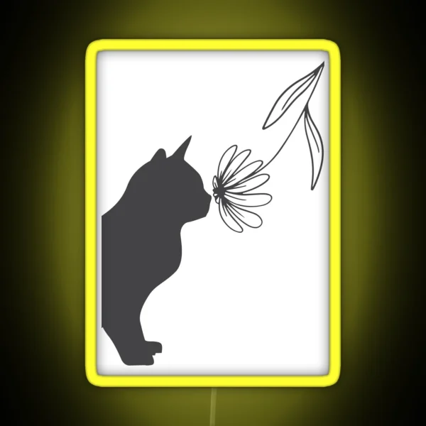 Cat Flower Design RGB Neon Sign