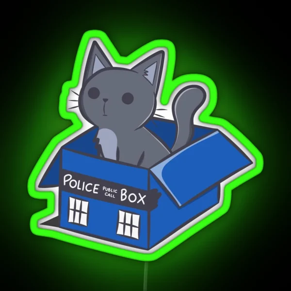 Cat In A Blue Box RGB Neon Sign