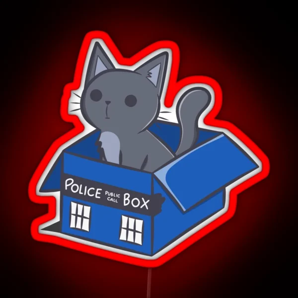 Cat In A Blue Box RGB Neon Sign