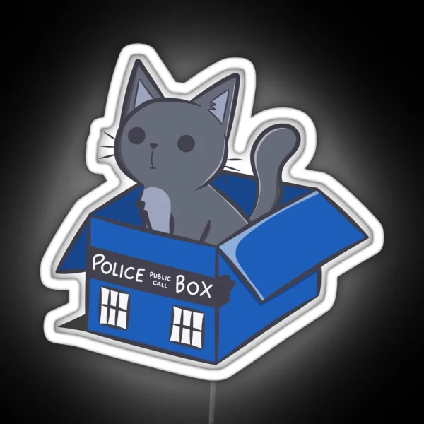Cat In A Blue Box RGB Neon Sign