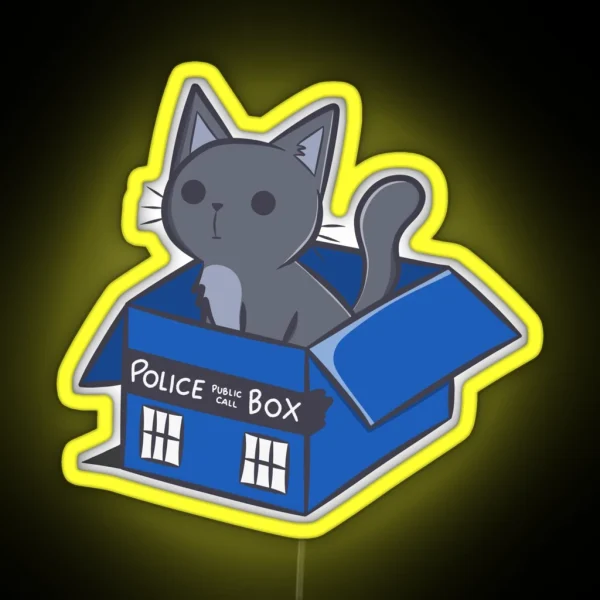 Cat In A Blue Box RGB Neon Sign