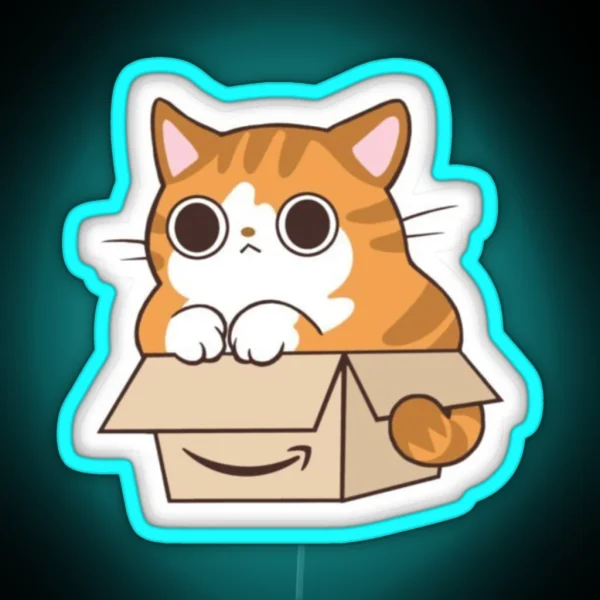 Cat In An Amazon Box RGB Neon Sign