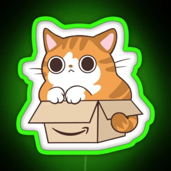 Cat In An Amazon Box RGB Neon Sign