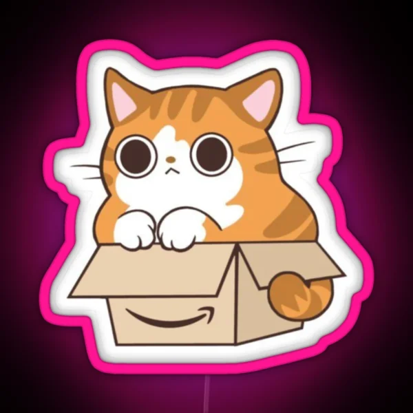 Cat In An Amazon Box RGB Neon Sign