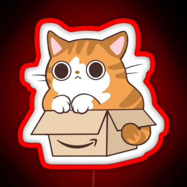 Cat In An Amazon Box RGB Neon Sign
