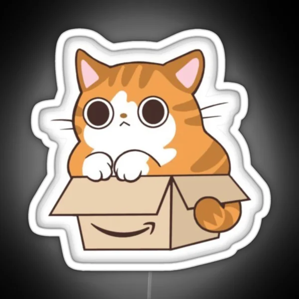 Cat In An Amazon Box RGB Neon Sign