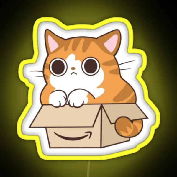 Cat In An Amazon Box RGB Neon Sign