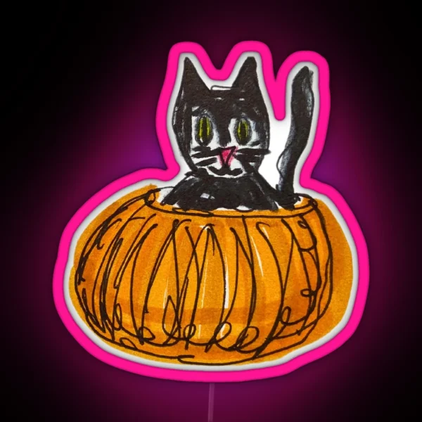 Cat In Pumpkin RGB Neon Sign